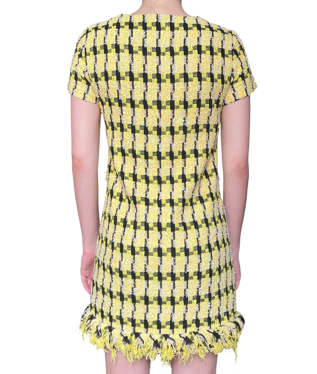 Moschino Yellow Tweed Shift Dress - US 6