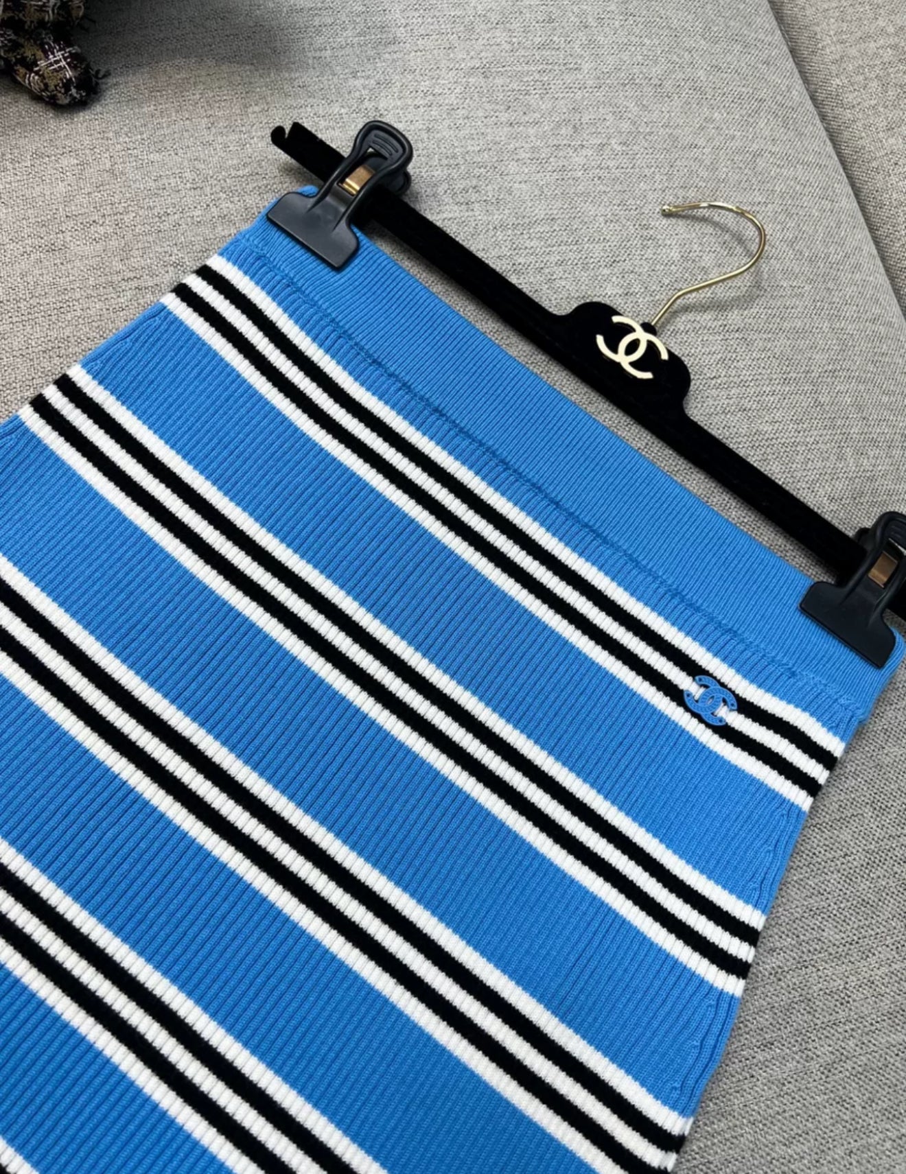 Chanel 24A blue striped knitted skirt