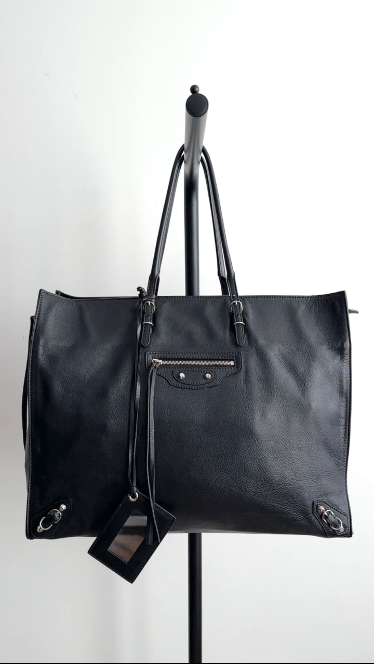 Balenciaga Large Black Leather Papier A4 Tote Bag