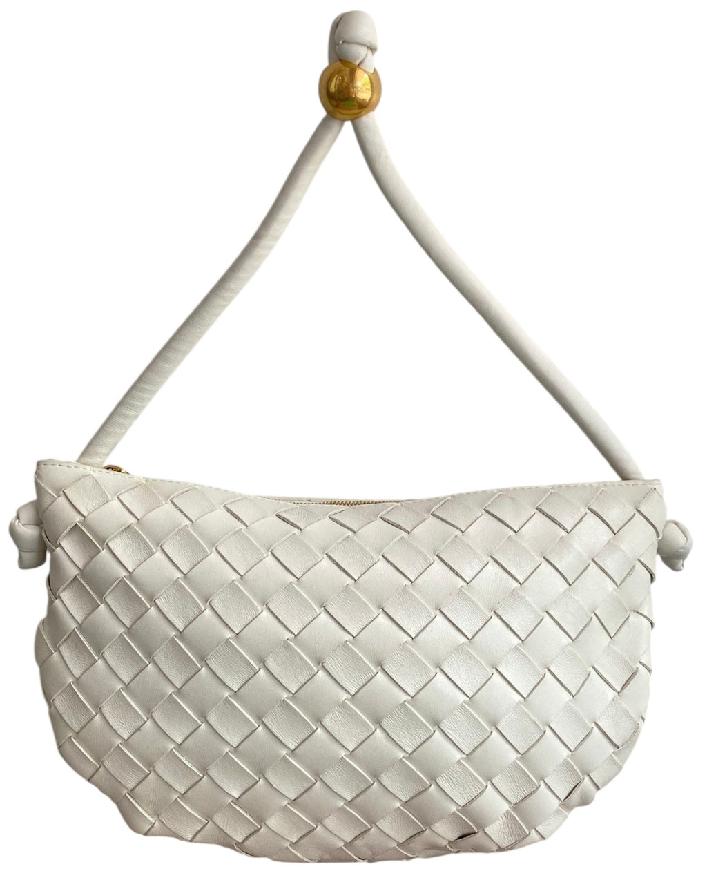 Bottega Veneta White Nappa Intrecciato Small Turn Pouch Bag