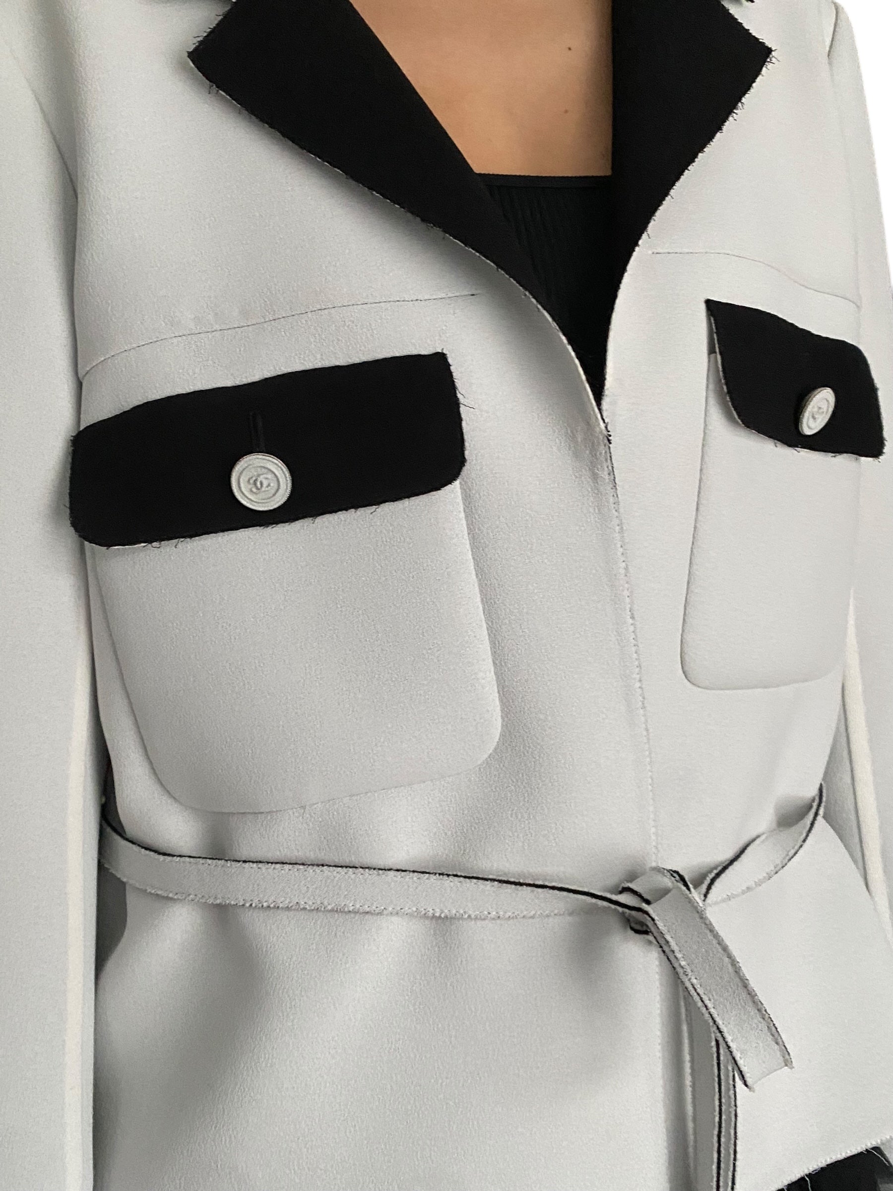 Chanel SS14 White & Black Two Tone Jacket - FR 42 / US 8-10