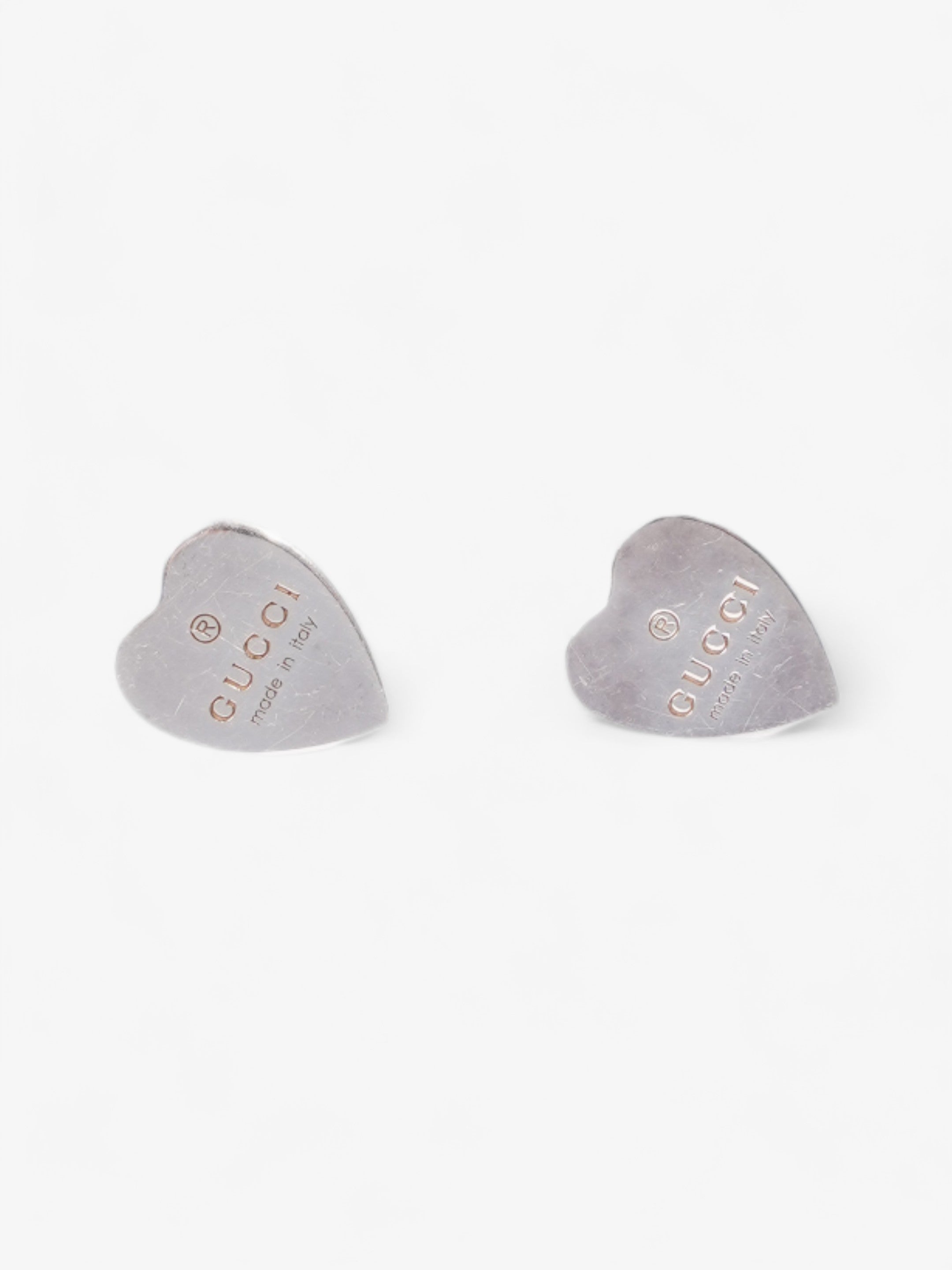 Gucci Heart Stud Earrings Silver Silver Sterling