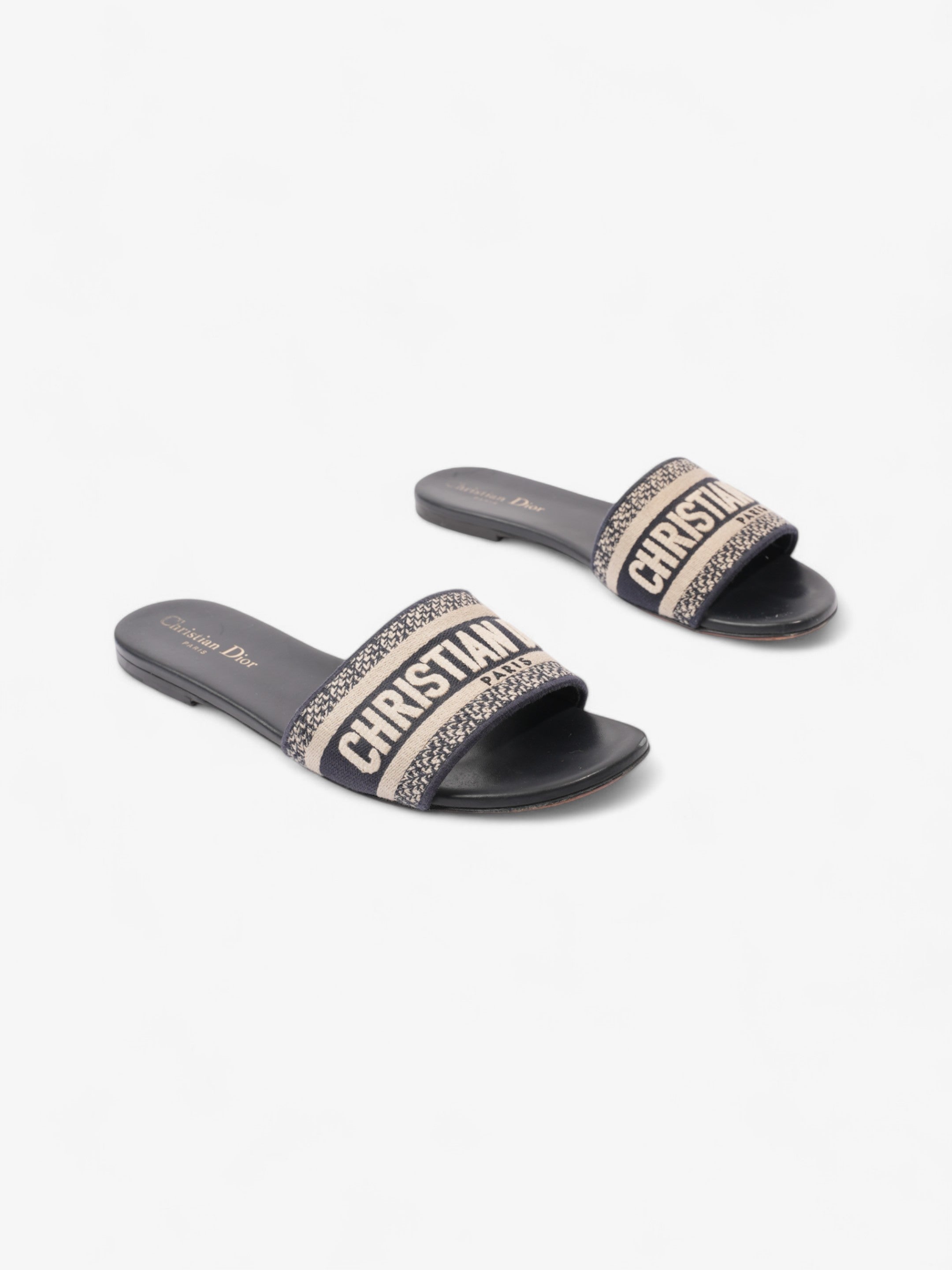 Christian Dior DWAY Slides Navy / Beige  Canvas EU 39 UK 6