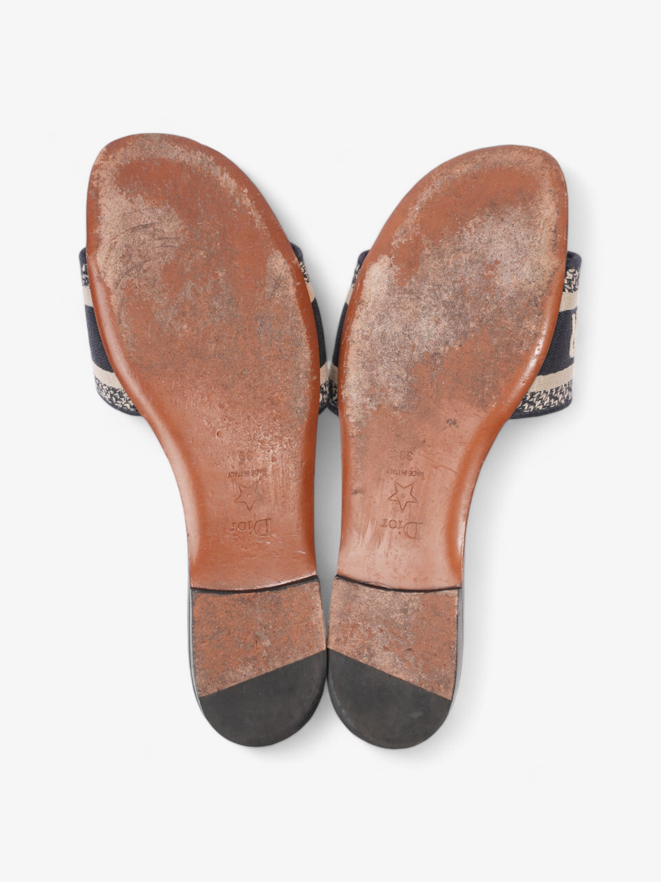 Christian Dior DWAY Slides Navy / Beige  Canvas EU 39 UK 6