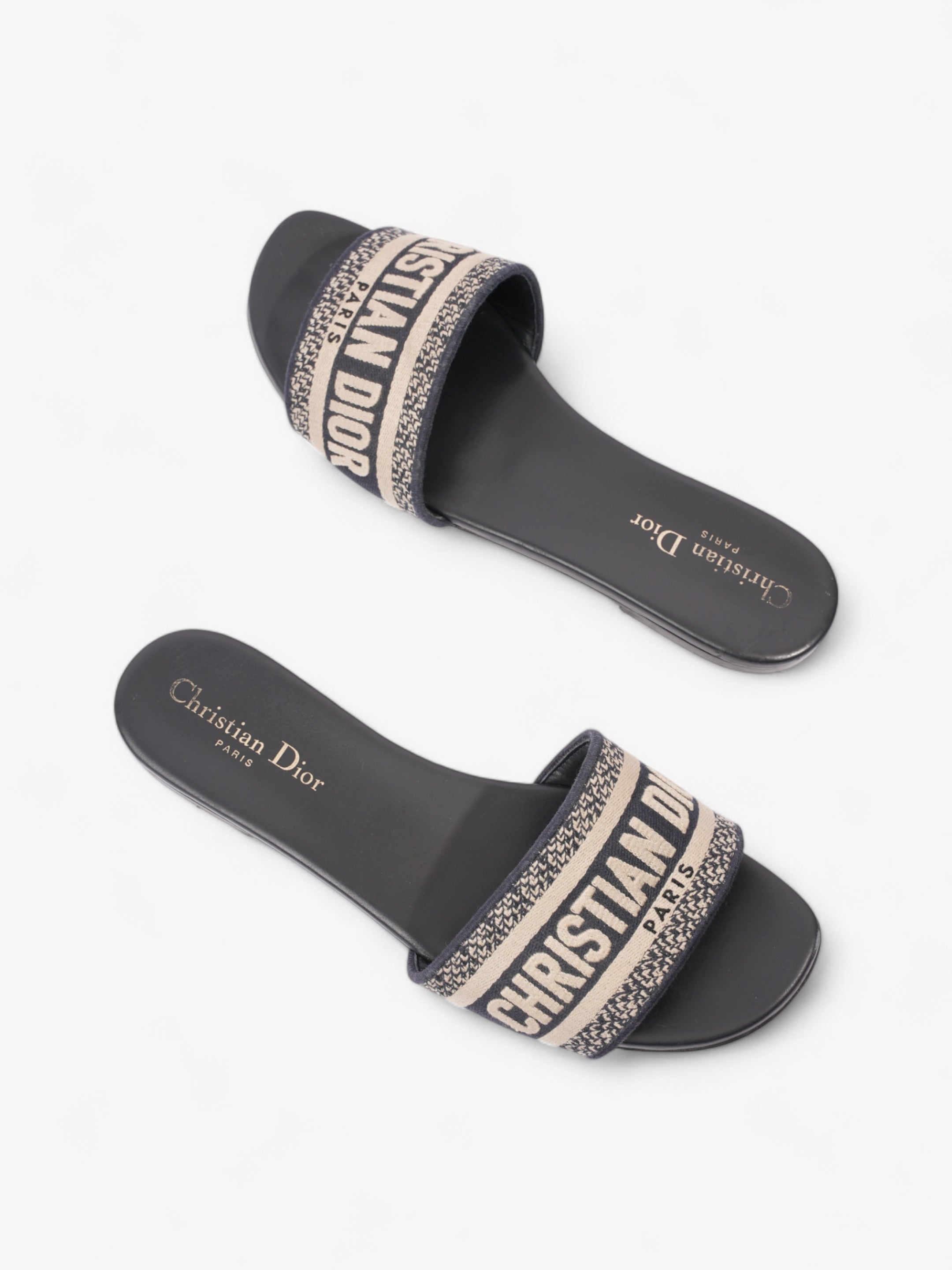 Christian Dior DWAY Slides Navy / Beige  Canvas EU 39 UK 6