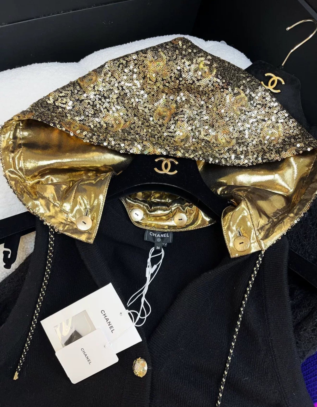 Chanel 24C Black & Gold Cashmere igan