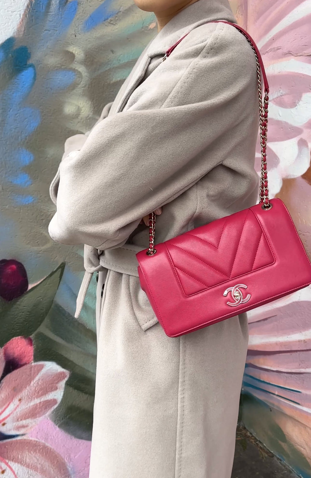 Chanel Cherry Pink Leather Mademoiselle Vintage Medium Flap Bag