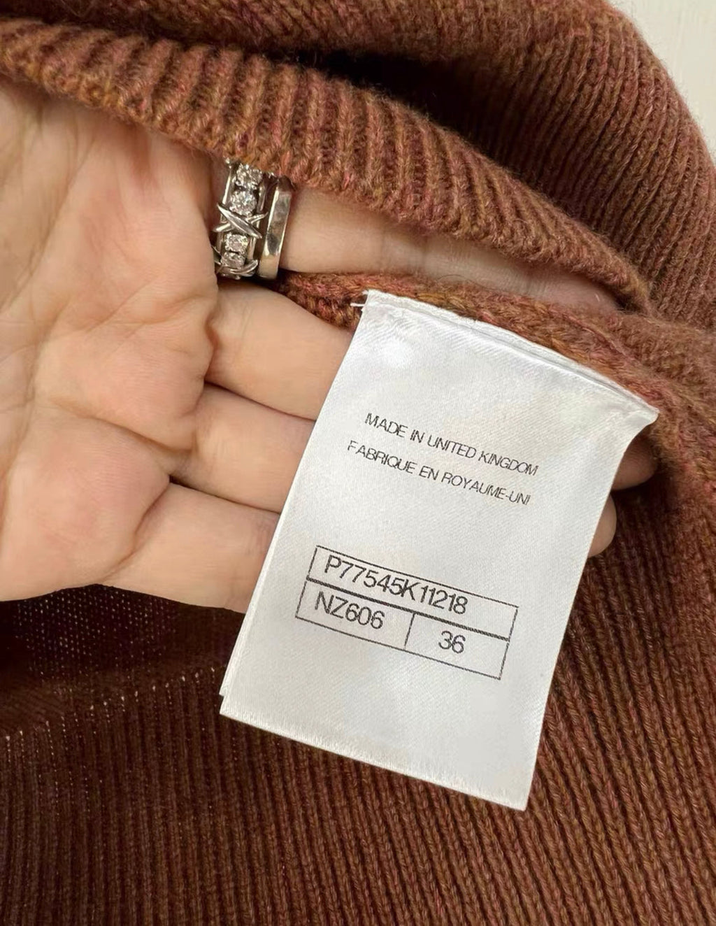 Chanel 24A cashmere igan Brown Color with rhinestone button size 36