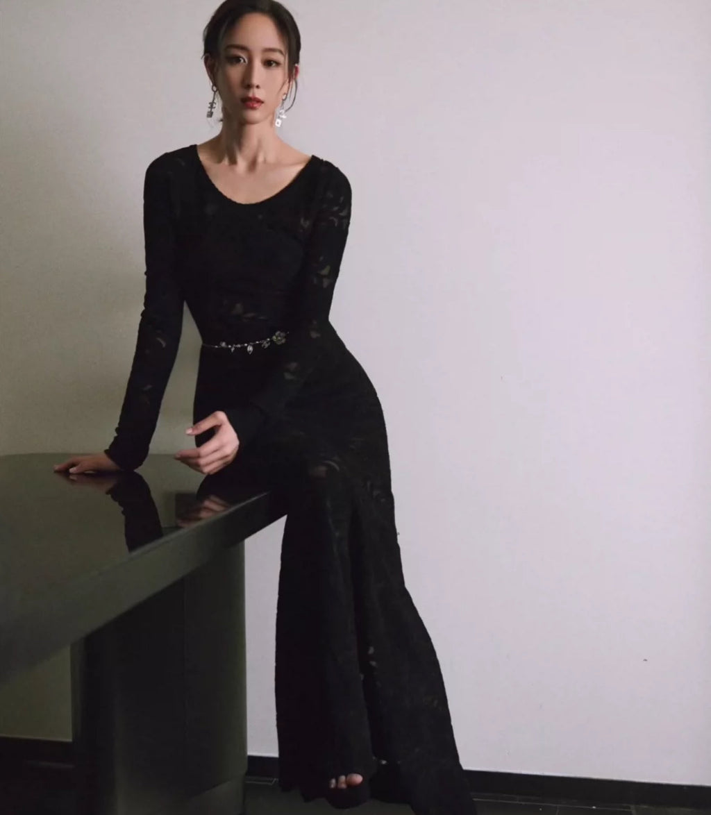 Chanel 24B black lace dress