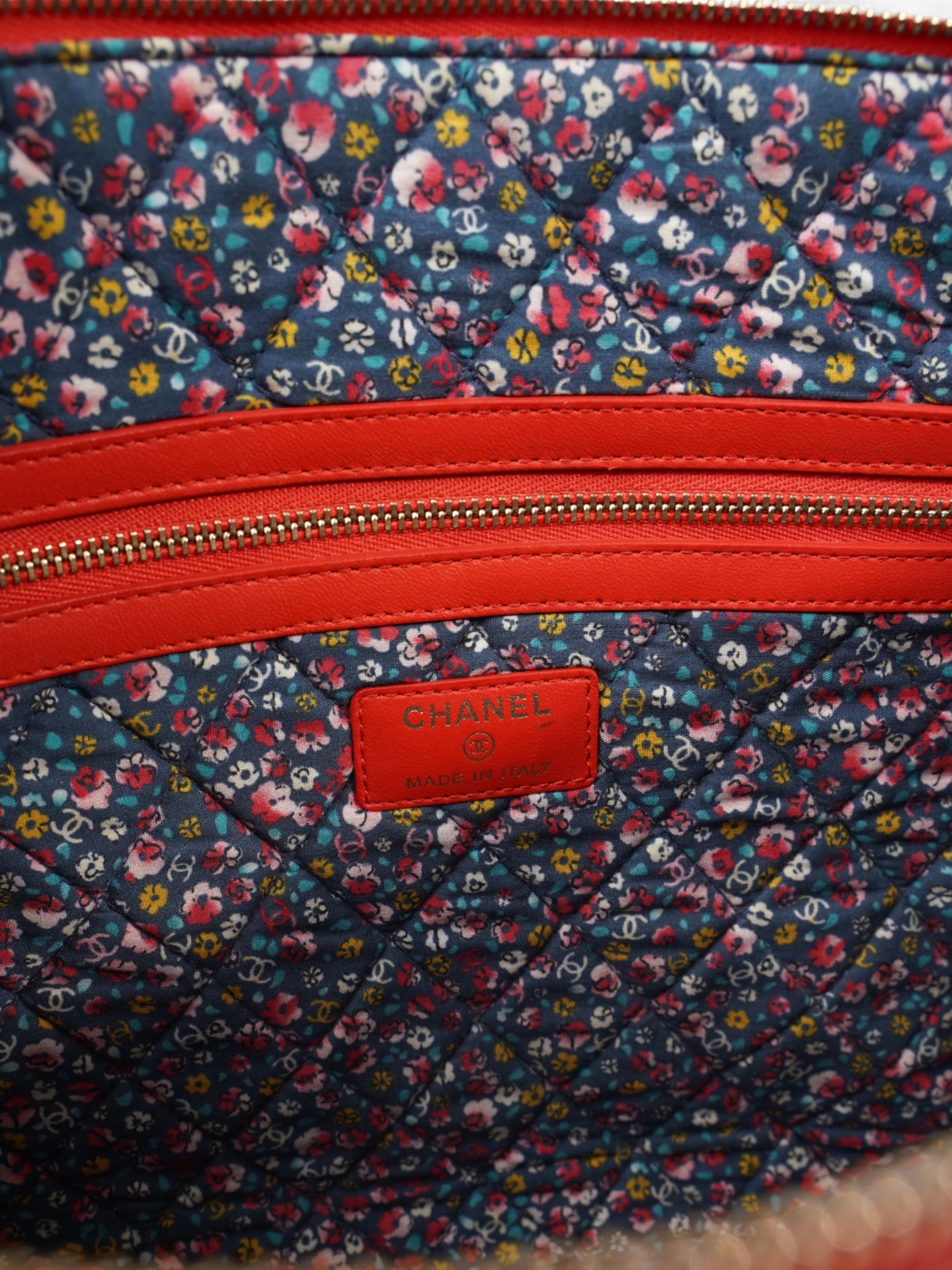 Chanel Matelasse Lambskin Clutch Red Lambskin Leather