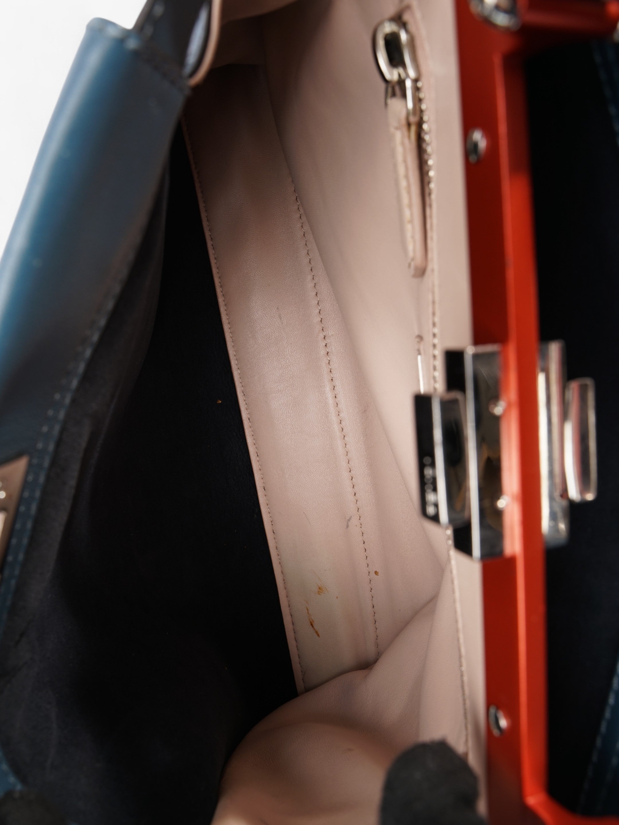 Fendi Peekaboo Handbag Blue / Orange Leather