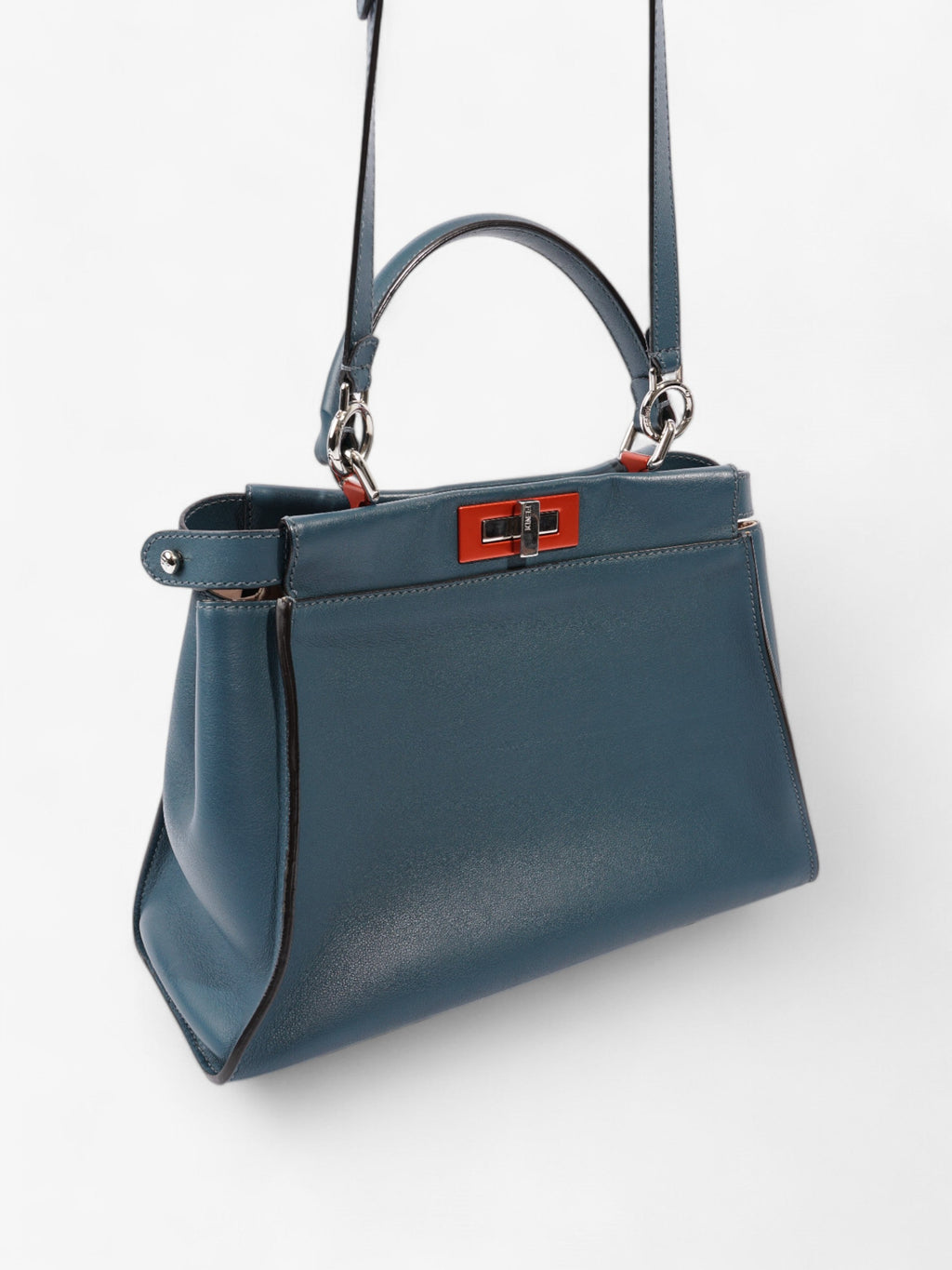 Fendi Peekaboo Handbag Blue / Orange Leather