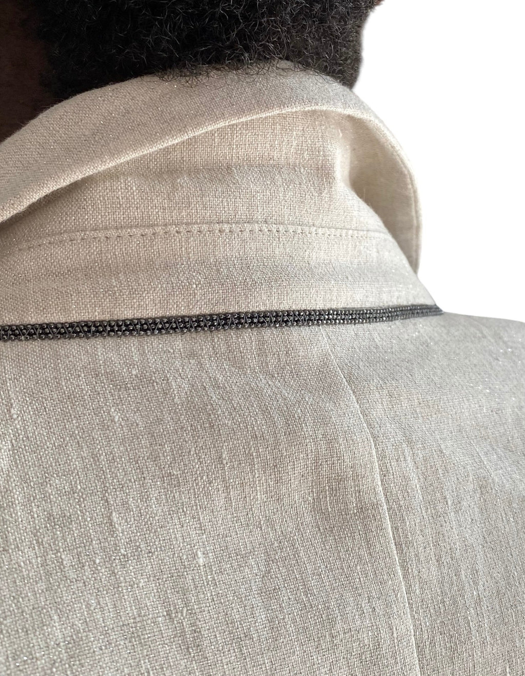Brunello Cucinelli Ivory Monili Embellished Linen Blazer - 40 / US 4