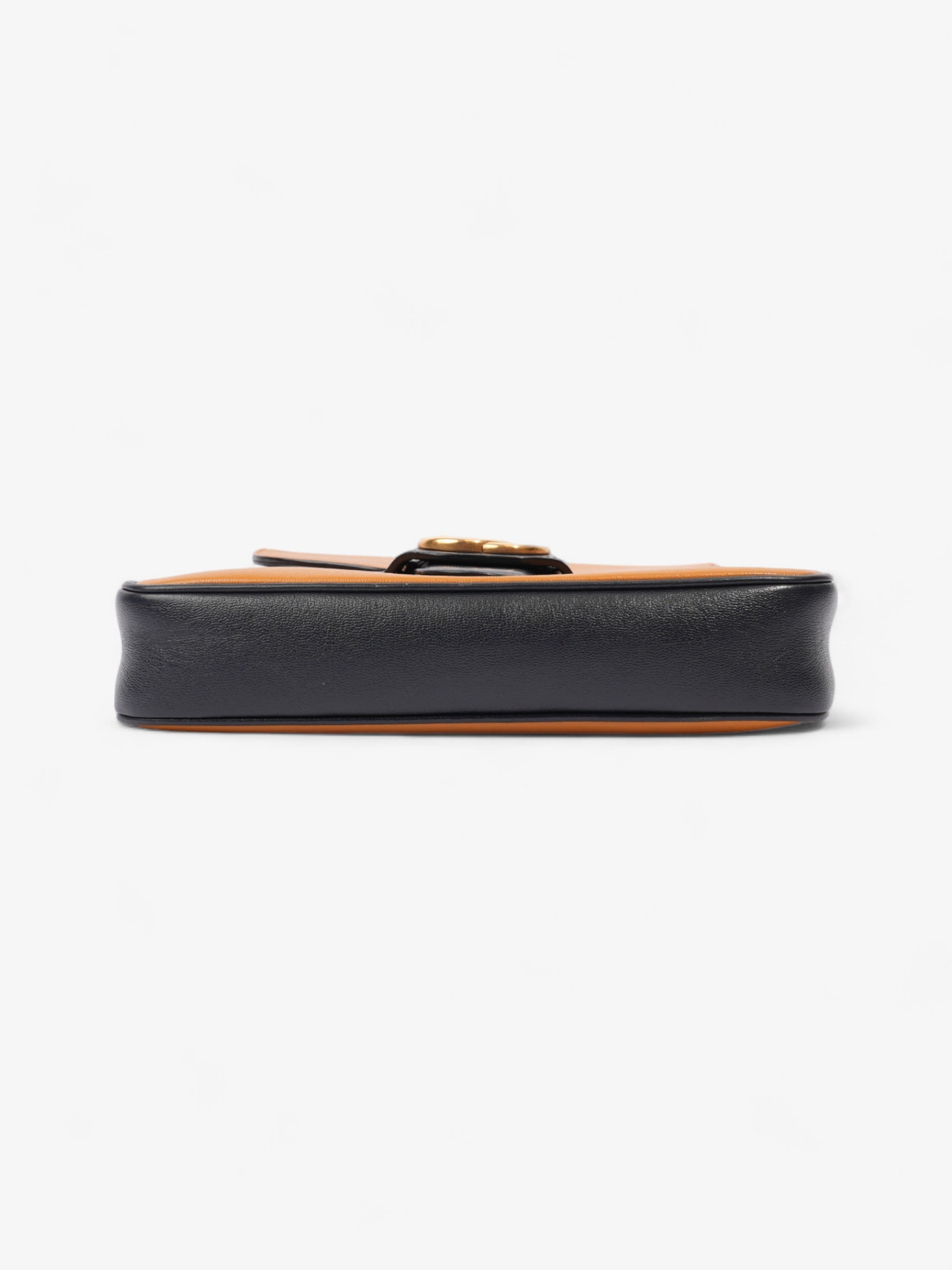 Gucci Messenger Bag with Double G Navy Blue / Burnt Orange Leather Small