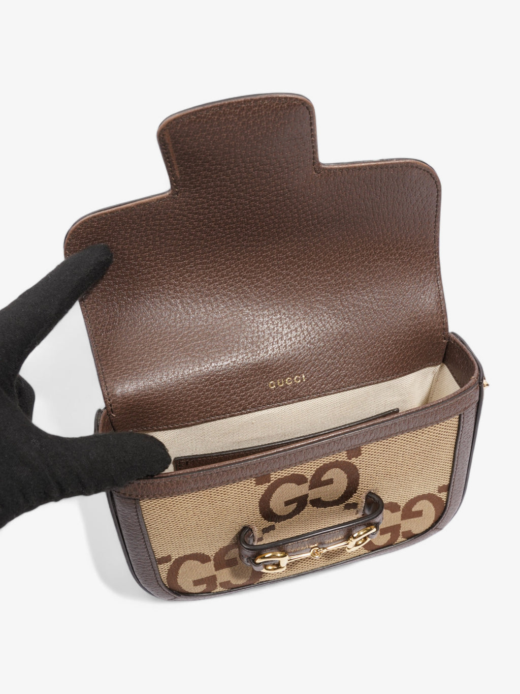 Gucci  Horsebit 1955 Beige And Jumbo Jumbo GG Canvas Mini