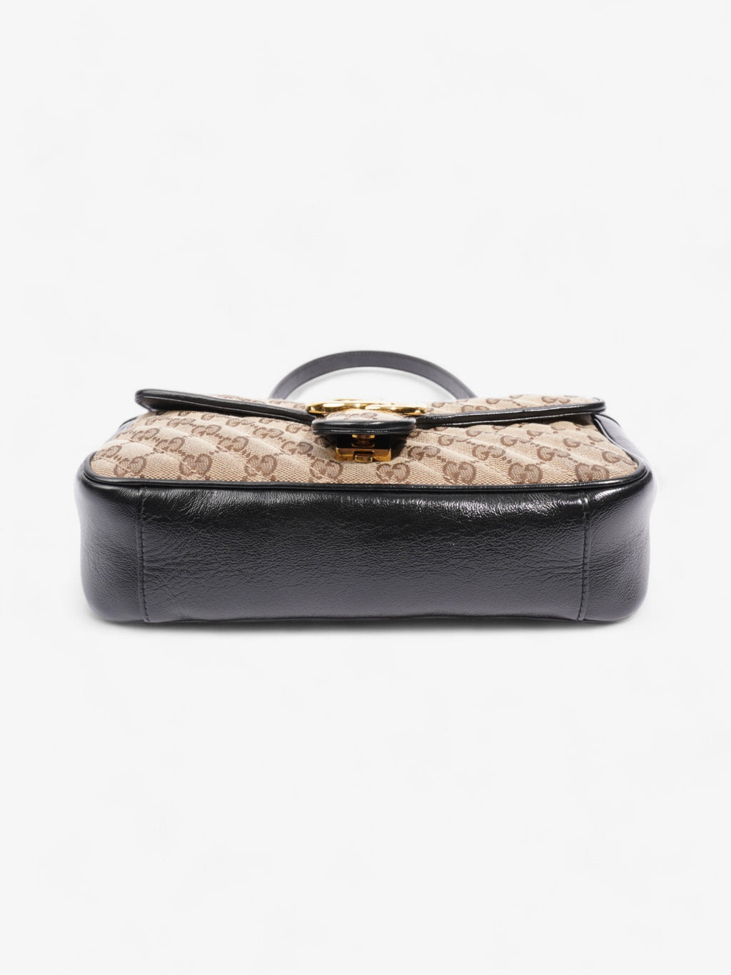 Gucci Marmont Flap Beige And Ebony GG Supreme / Black Canvas Small