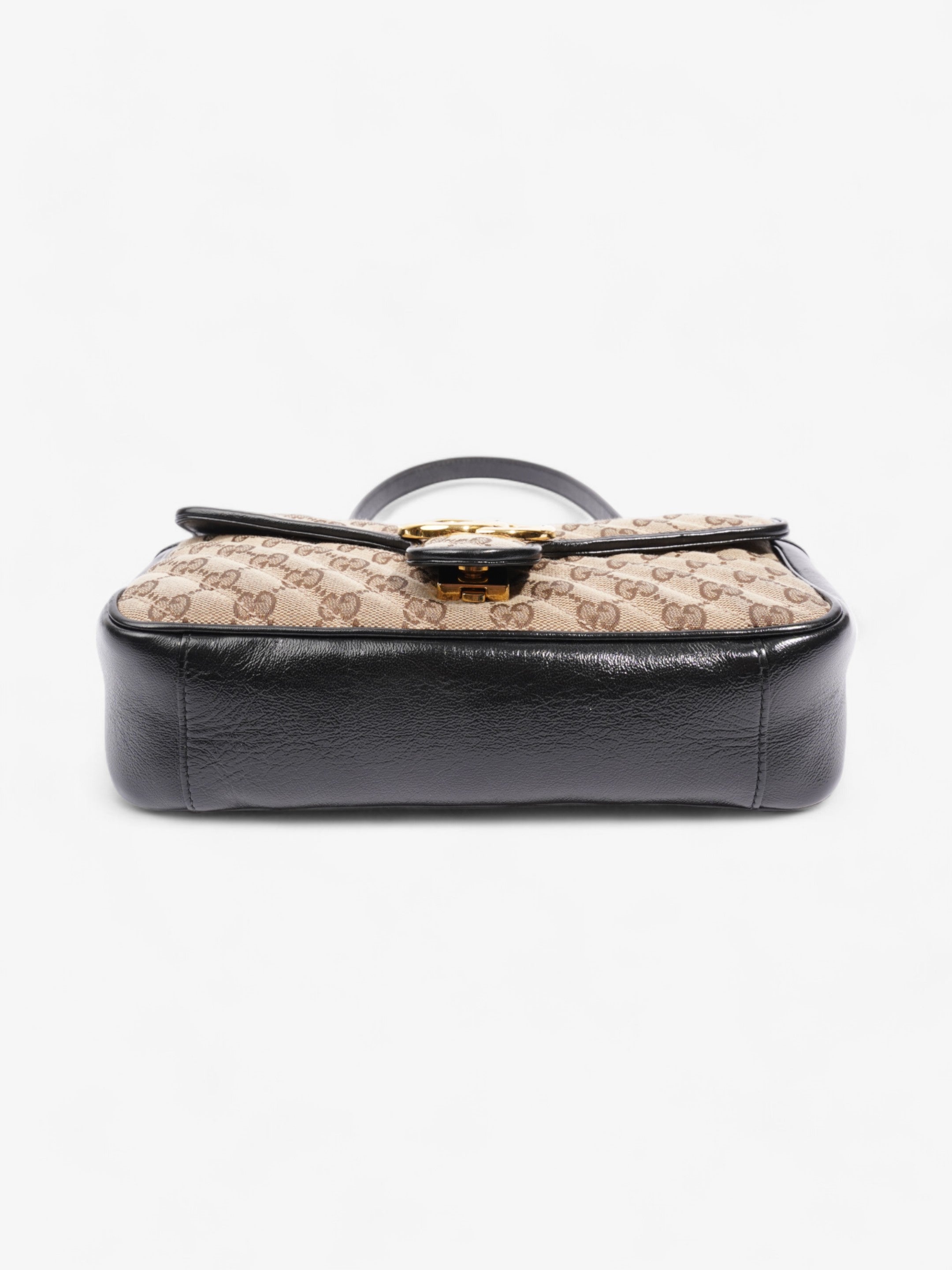 Gucci Marmont Flap Beige And Ebony GG Supreme / Black Canvas Small