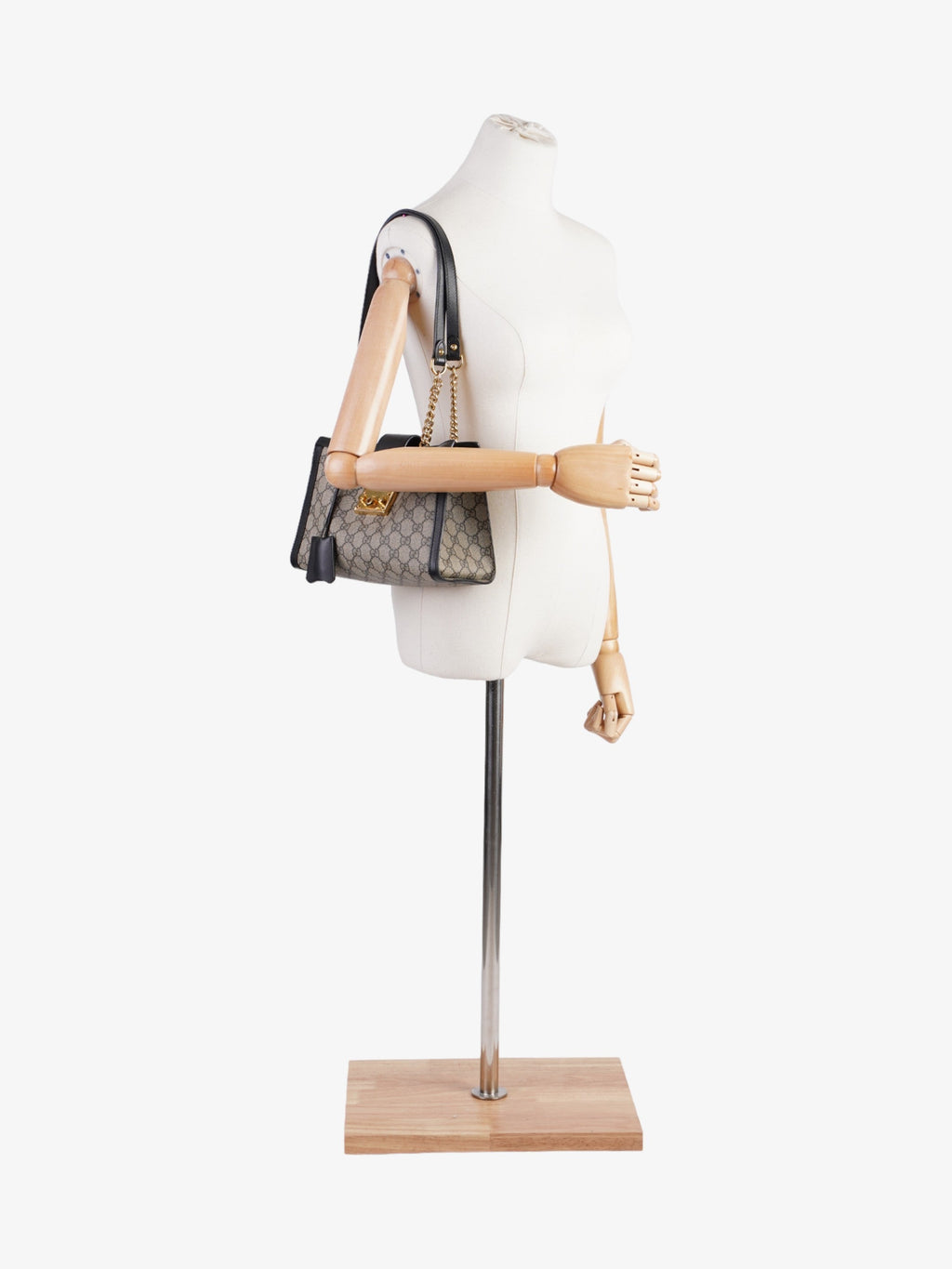 Gucci Padlock Beige And Ebony GG Supreme / Black Coated Canvas Small