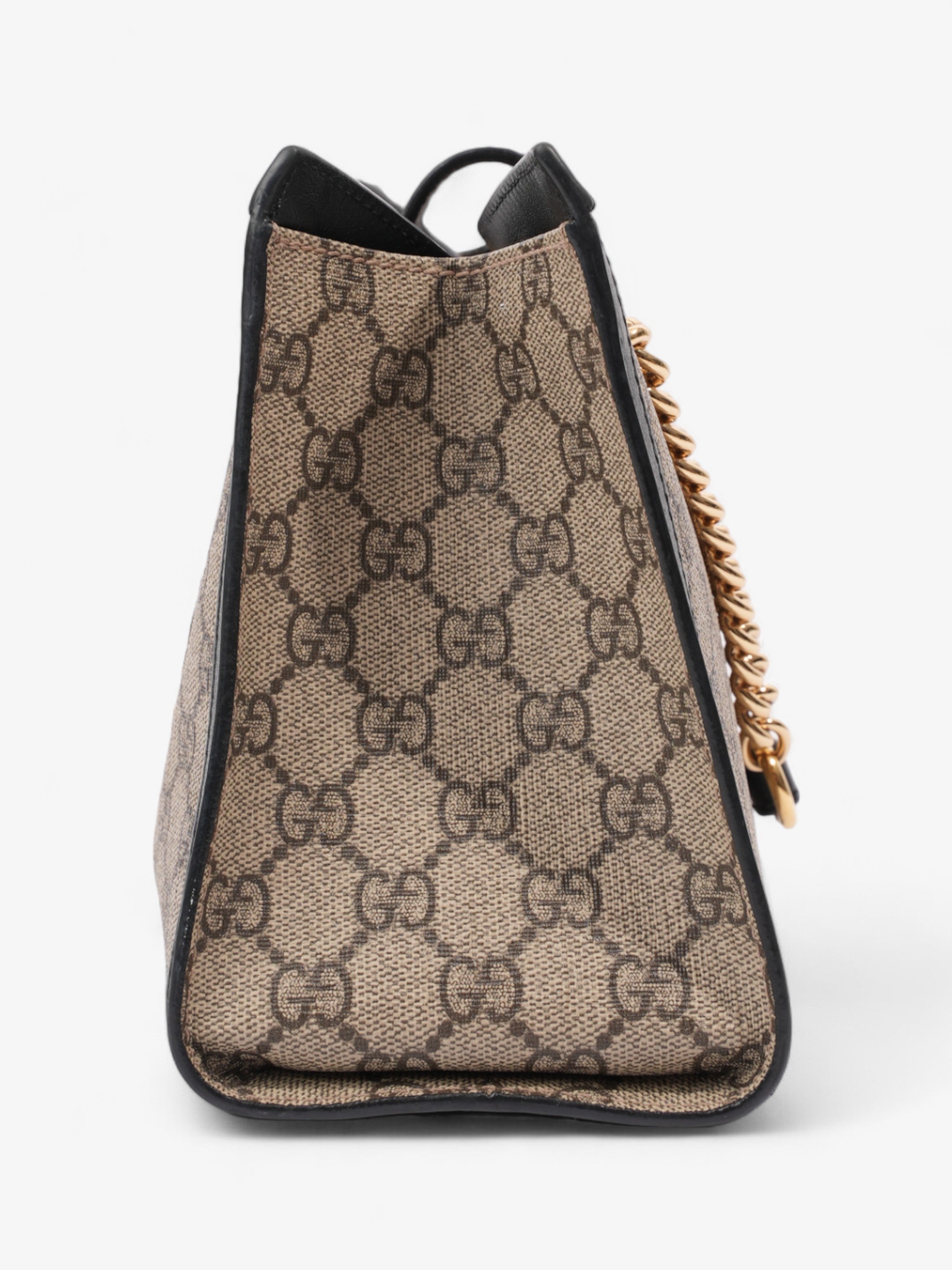 Gucci Padlock Beige And Ebony GG Supreme / Black Coated Canvas Small