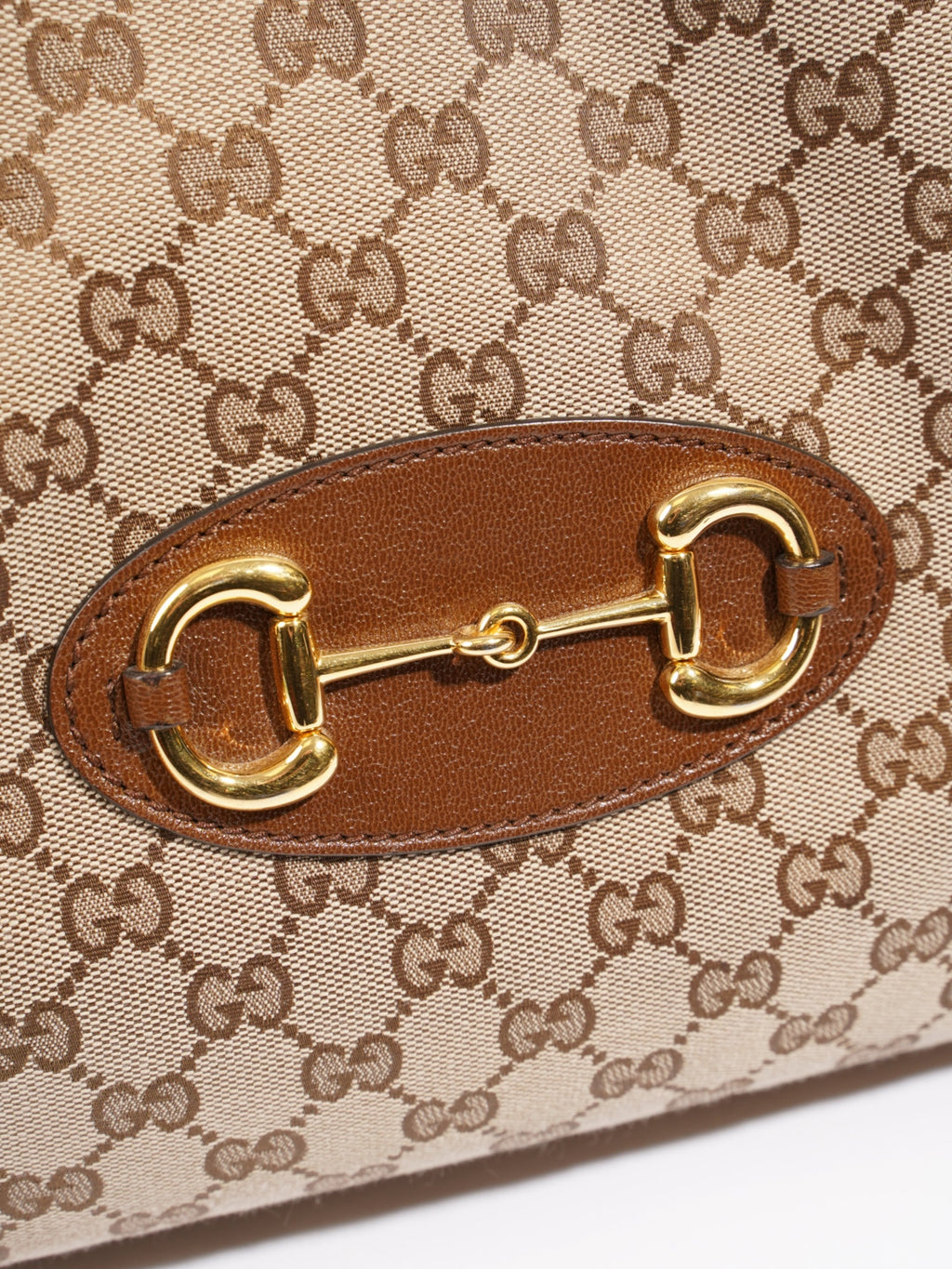 Gucci Horsebit 1955 Tote Beige / Brown Canvas