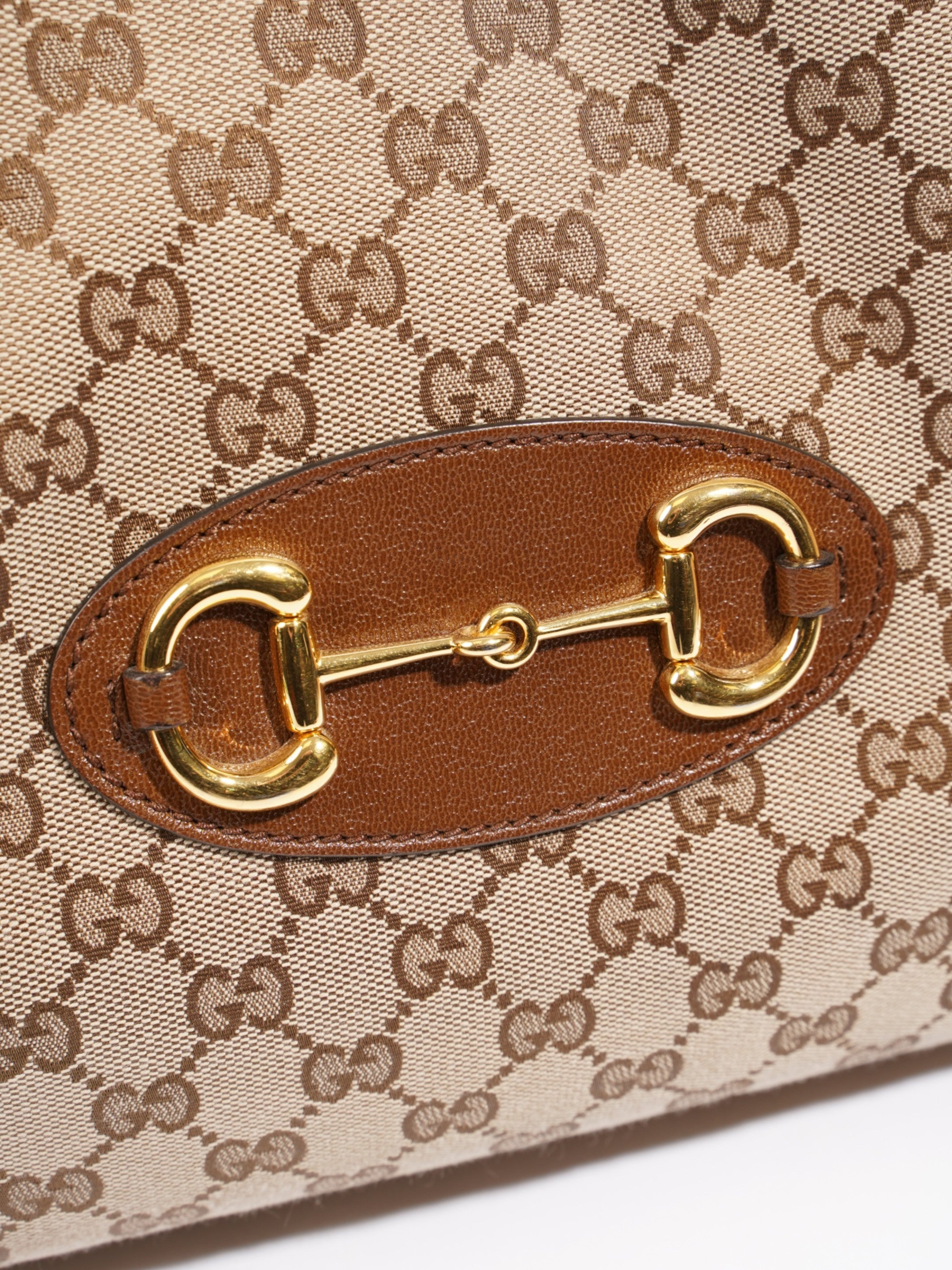 Gucci Horsebit 1955 Tote Beige / Brown Canvas