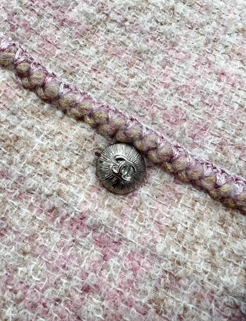 Chanel 24A pink & beige tweed jacket