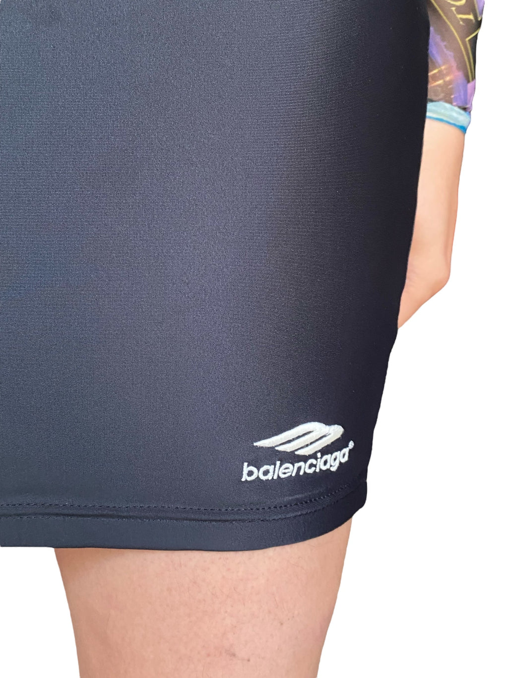 Balenciaga Black Nylon Tube Logo Mini Skirt - 38