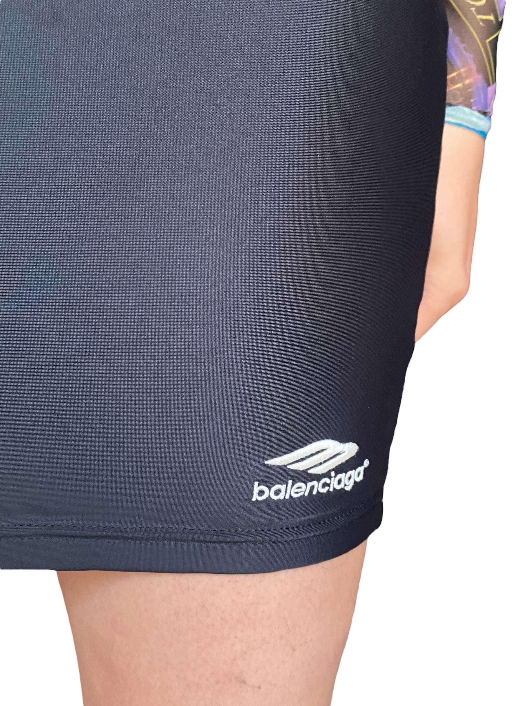 Balenciaga Black Nylon Tube Logo Mini Skirt - 38