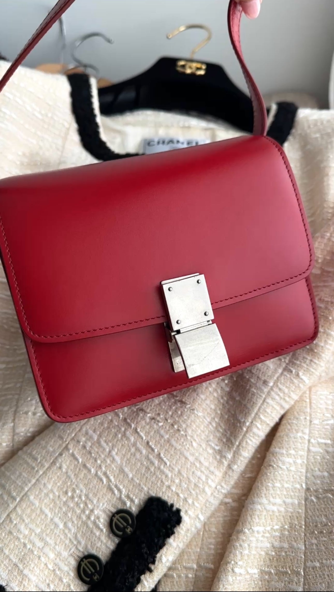 Celine Red Leather Small Box Bag