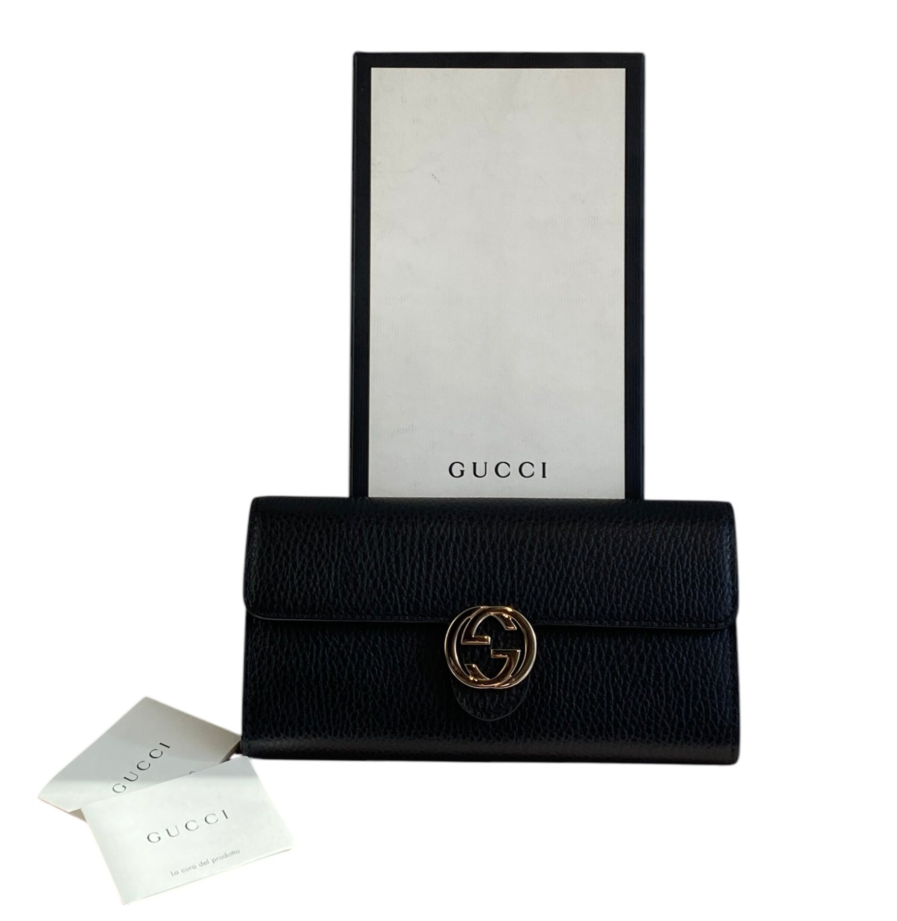 Gucci Long Black Leather weather Wallet