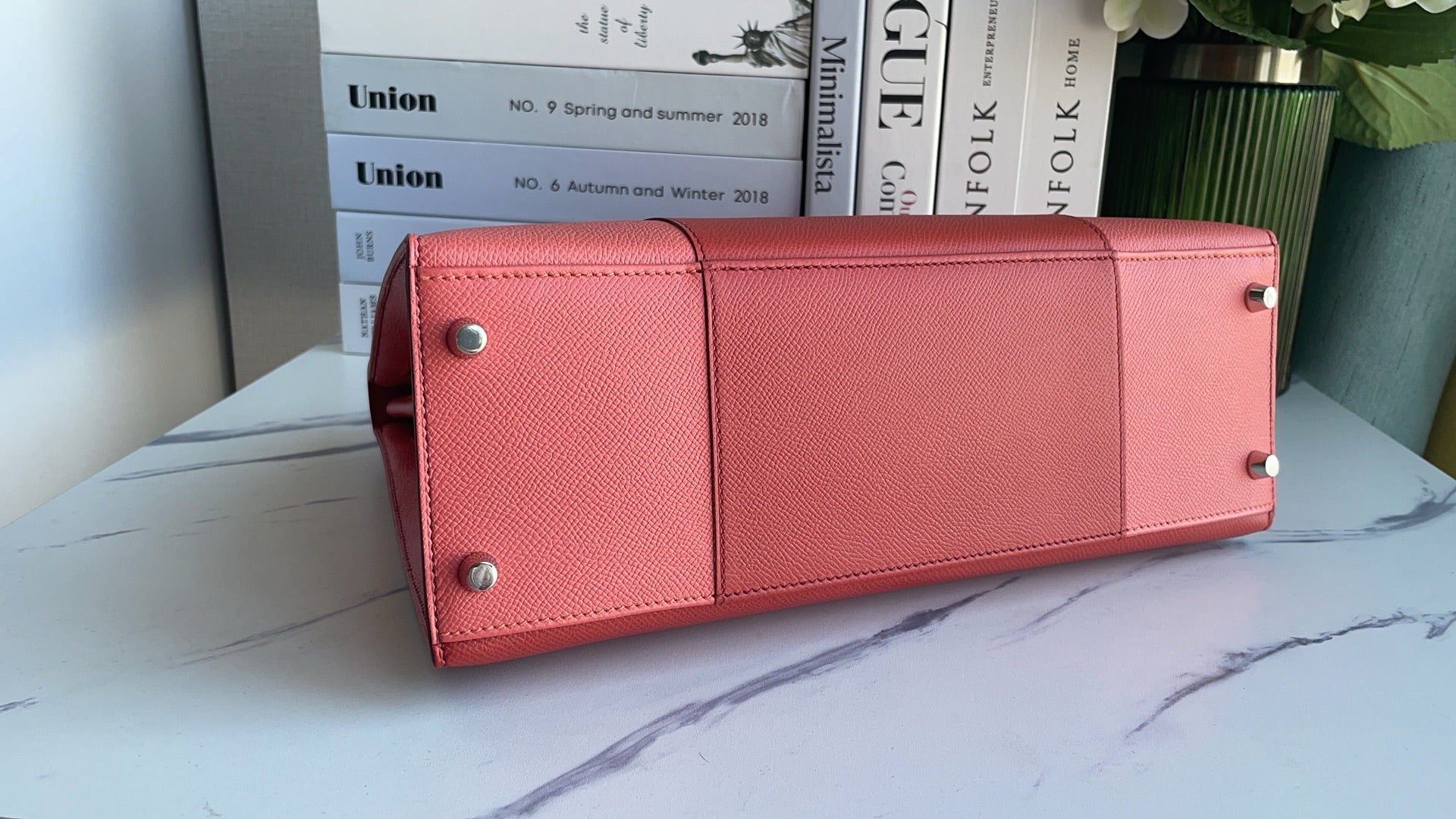 Hermes Kelly 32cm Bag Sellier Flag in Flamingo and Coral Epsom Leather with Palladium Hardware