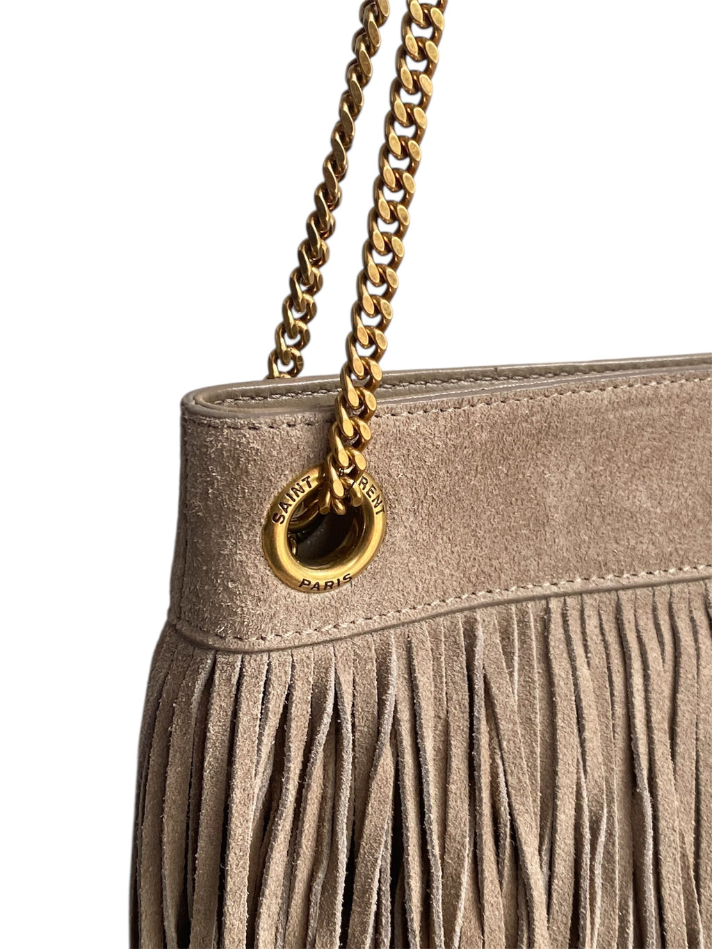 Saint Laurent Brown Suede Fringe Grace Bag