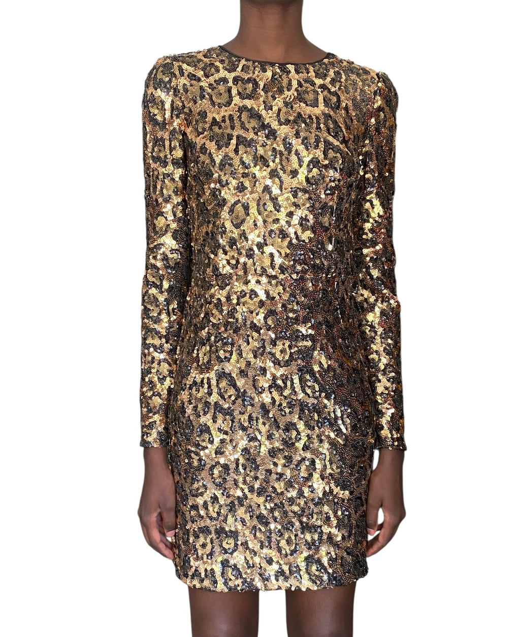 Dolce and Gabbana Gold Metallic Sequined Leopard Dress - 42 / US 6