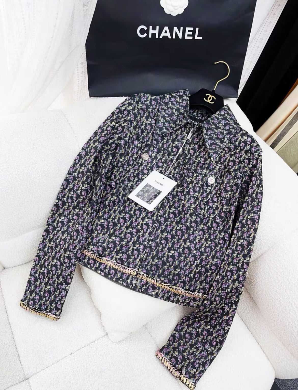 Chanel 23A Dark Gray & Multicolor Leather Jacket size 36