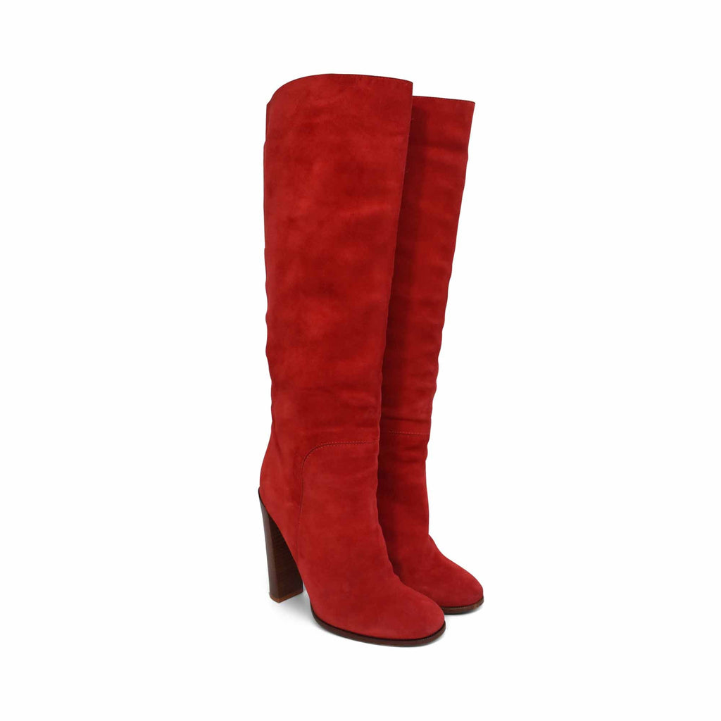 Celine Red Suede Boots - Women's 37