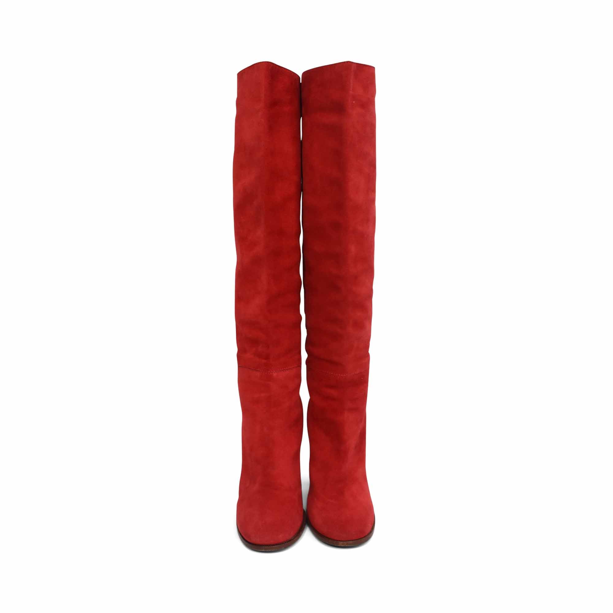 Celine Red Suede Boots - Women's 37