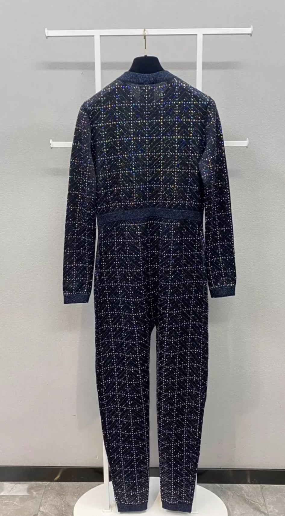 Chanel 21K Black, Silver & Multicolor Viscose Jumpsuit