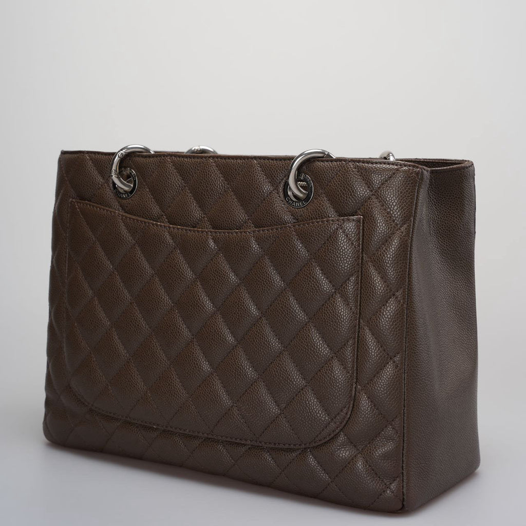 Chanel Brown GST Grand Shopping Tote  Bag in Caviar Leather with  Silver Hardware