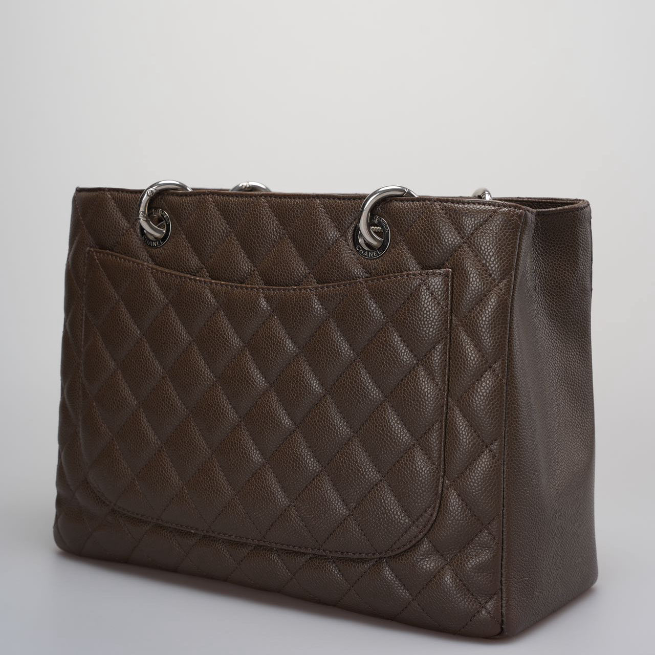 Chanel Brown GST Grand Shopping Tote  Bag in Caviar Leather with  Silver Hardware