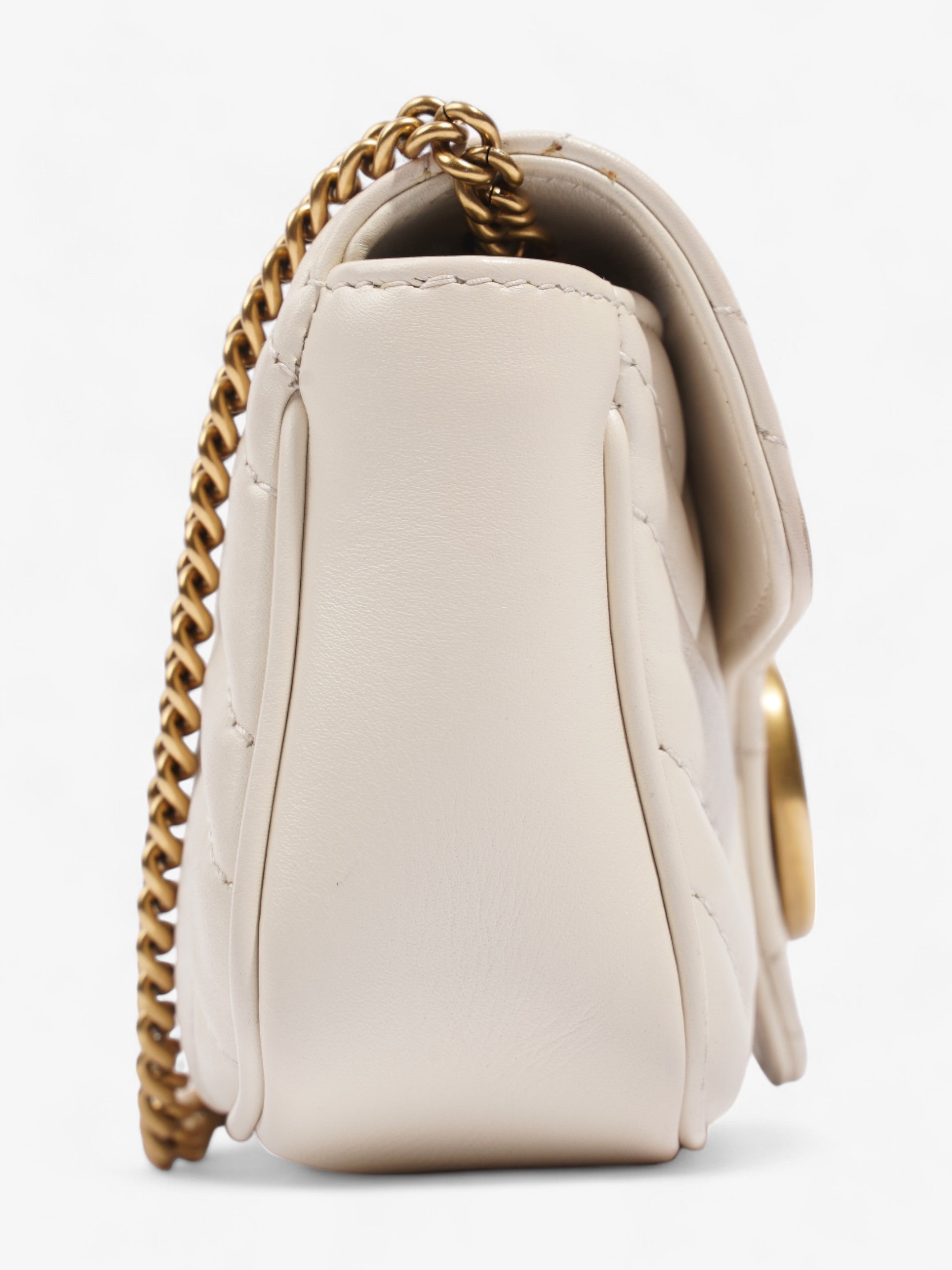 Gucci GG Marmont Super Mini Light Grey Matelasse Leather