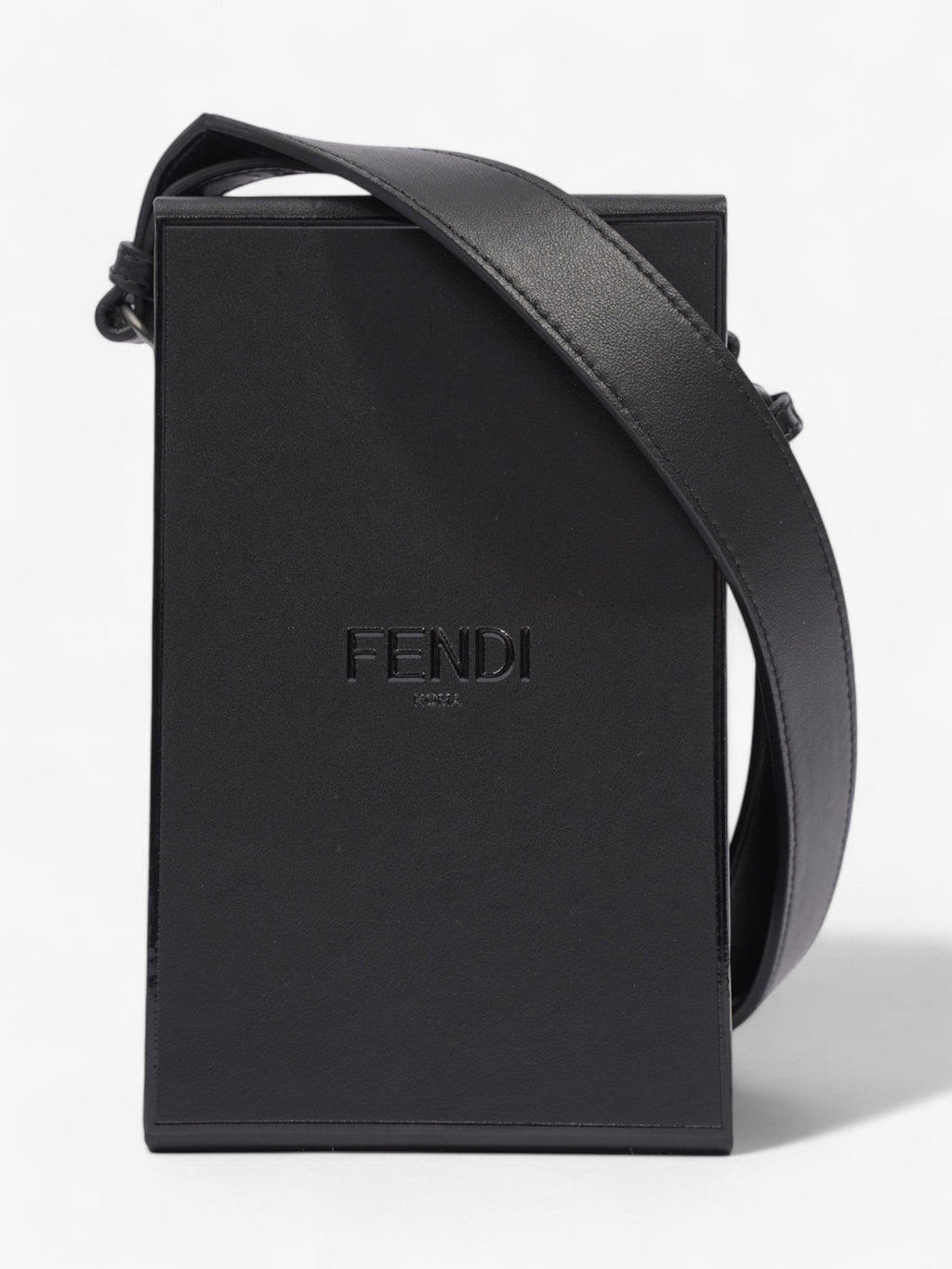 Fendi Box Vertical Messenger Black Calfskin Leather
