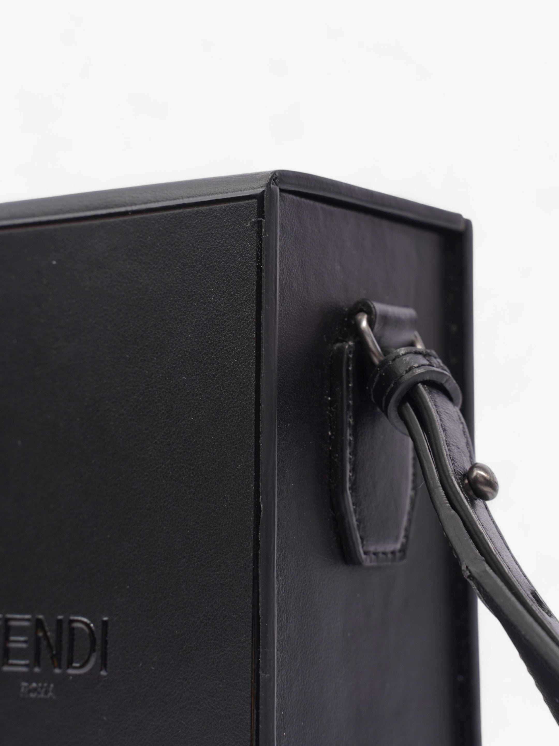 Fendi Box Vertical Messenger Black Calfskin Leather