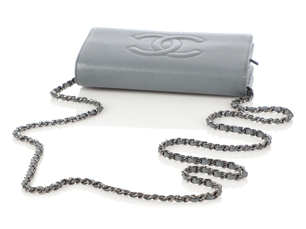 Chanel Gray Caviar Timeless Wallet on a Chain WOC