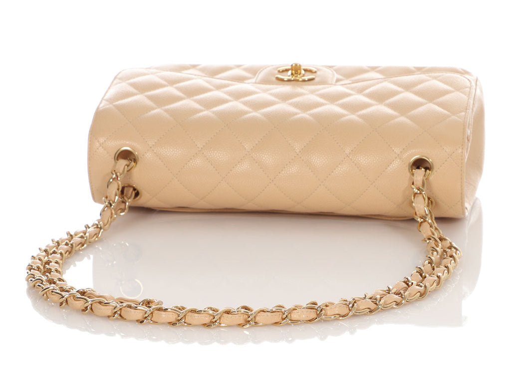 Chanel Jumbo Beige Clair Quilted Caviar Classic Double Flap
