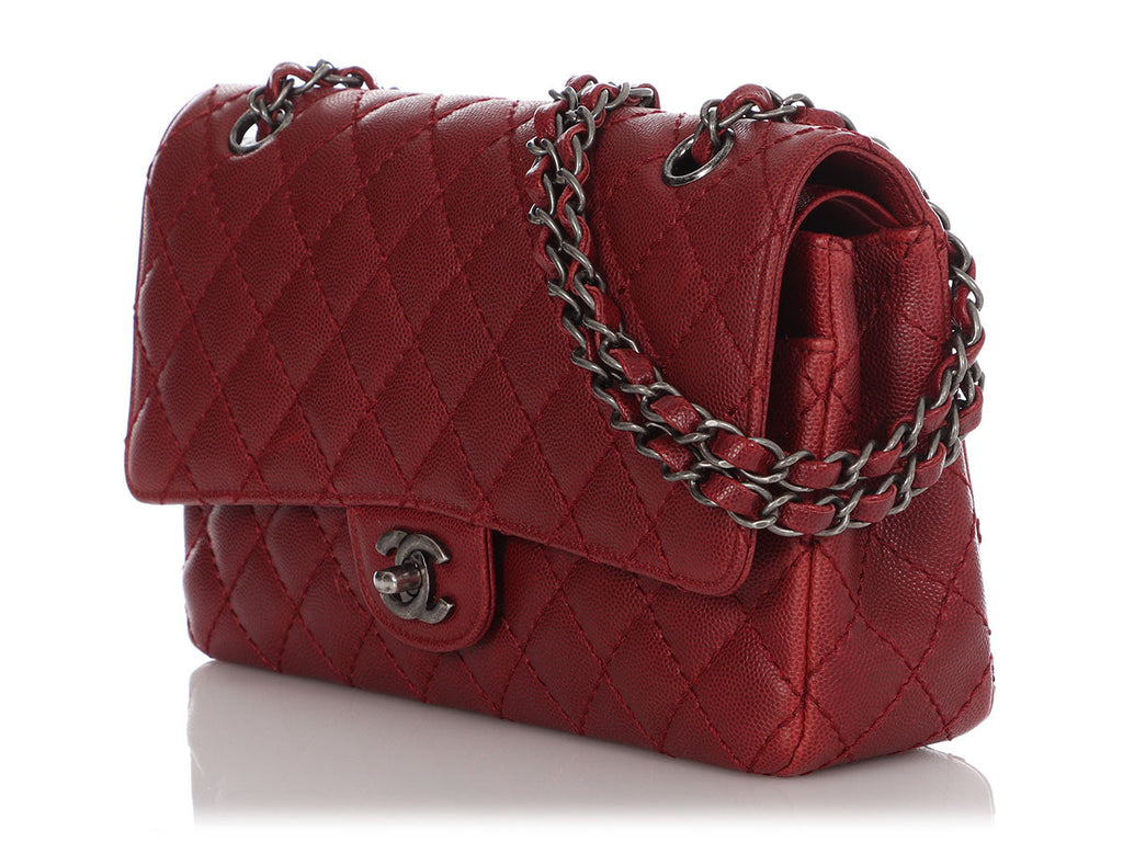 Chanel Medium/Large Red Quilted Caviar Classic Double Flap