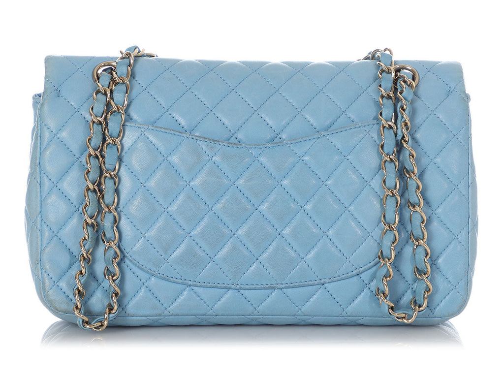 Chanel Medium Blue Quilted Lambskin Valentine Heart Charms Bag