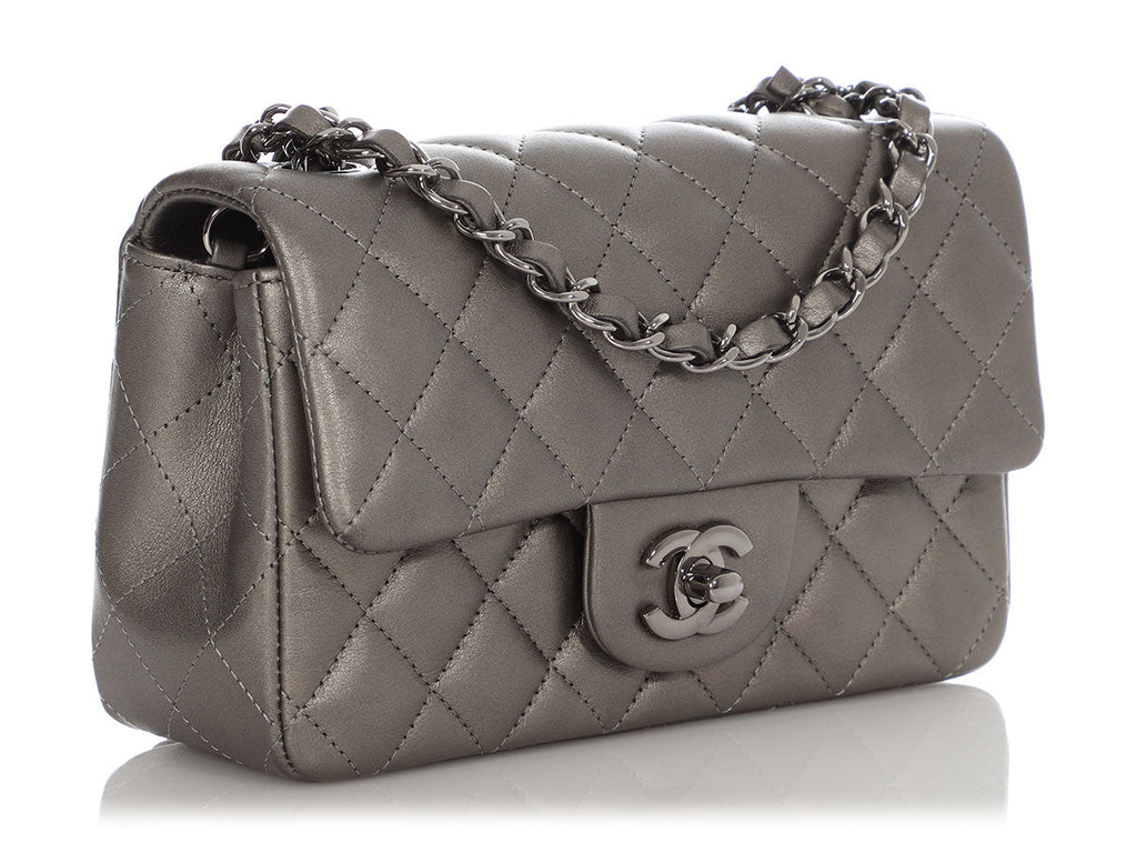 Chanel Mini Ruthenium Quilted Lambskin Rectangular Classic
