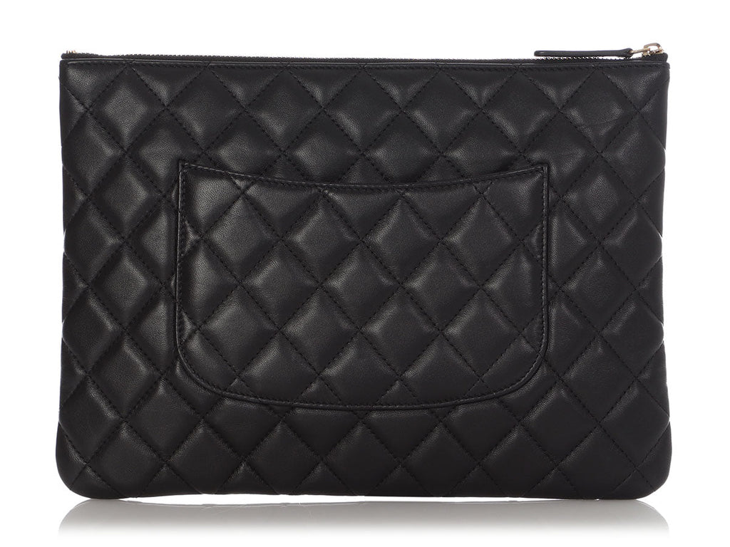 Chanel Medium Black Quilted Lambskin Classic O Case