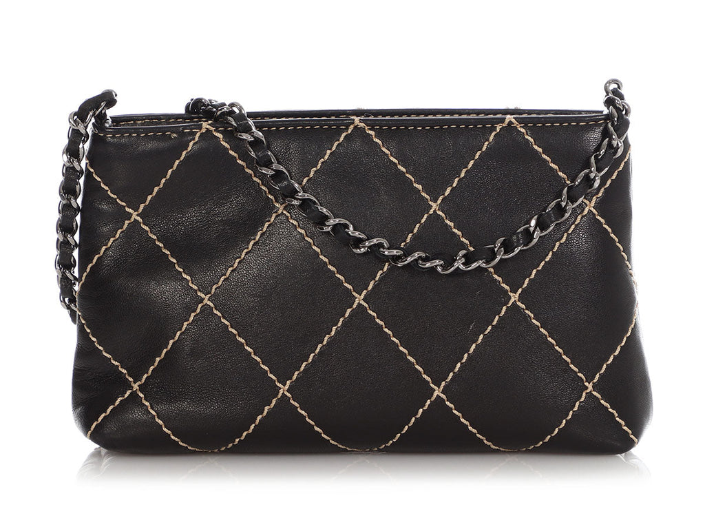 Chanel Black Lambskin Wild Stitch Mini Bag