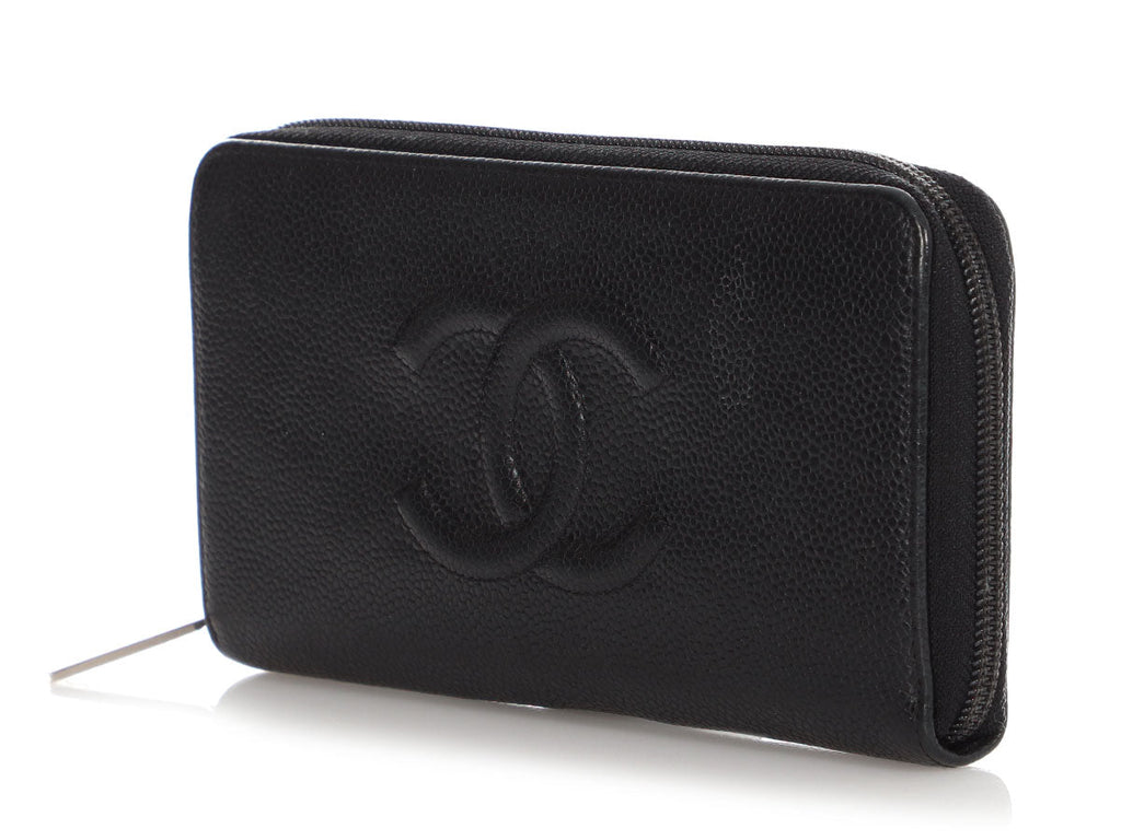 Chanel Black Caviar Long Zippered Wallet